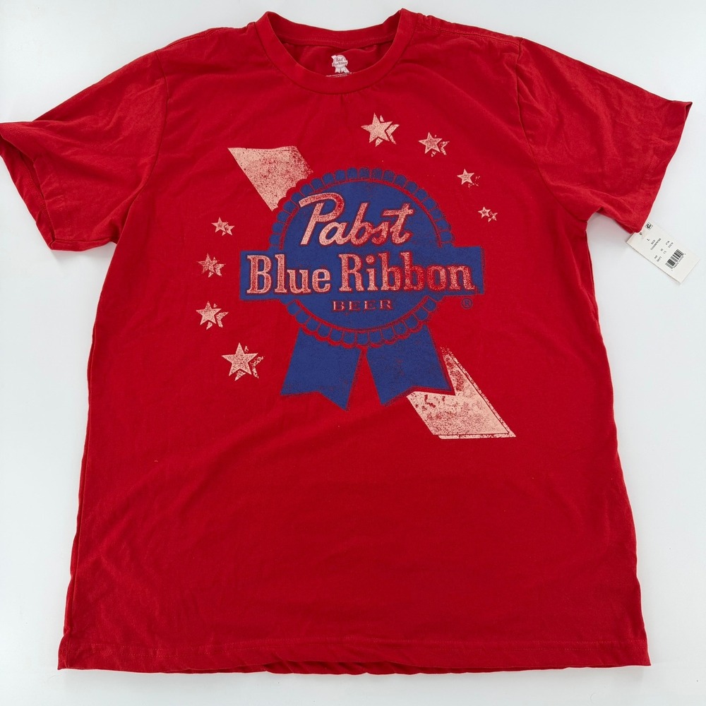 Pabst Blue‎ Ribbon T-Shirt Unisex Large Red New PBR Graphic Tee TSM58P9PBR